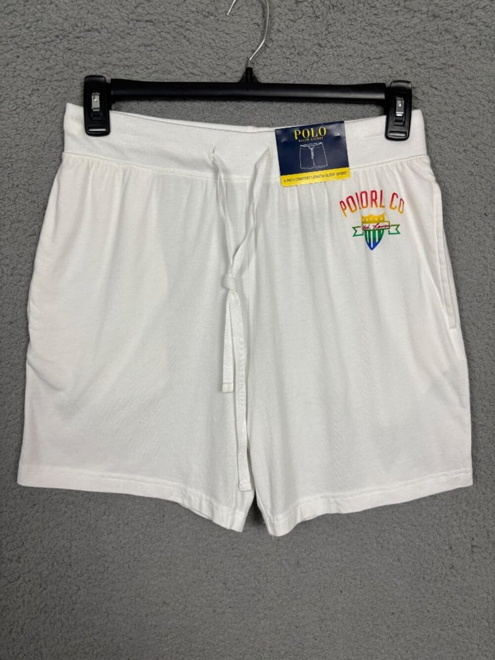 Polo Ralph Lauren Men's Logo White Comfort Sleep Shorts 6" Inseam Medium NWT'S.